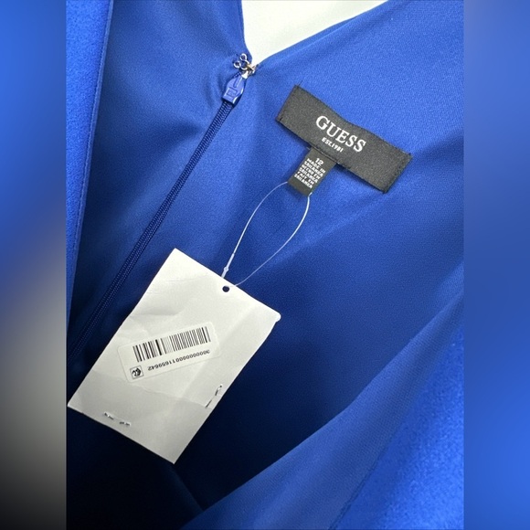 Guess Womens Blue Asymmetrical-Skirt Sleeveless V-Neck Sheath Dress Size 12 - Picture 6 of 8